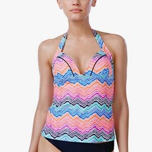 NWT ISLAND ESCAPE Women La Cinque Terre Glam Printid Halter Tankini Top